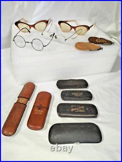 Antique Vintage Mid Century Retro Glasses Spectacles & Cases Collection AF