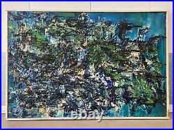 Antique Vintage Old Mid Century Modern Chunky Abstract Oil Painting, 1960s