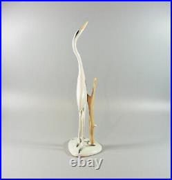 Aquincum, Mid-century Modern Crane Bird, Handpainted Porcelain Figurine! (j049)