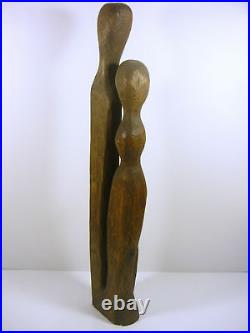 Art Deco Retro Family, Vintage Artist Signed Woodenware Figurine 1960's! (f052)