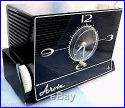 Arvin clock Radio Ultra Modern Deco Original charcoal retro design Rare 5 tube