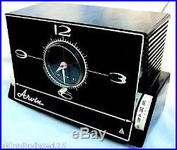 Arvin clock Radio Ultra Modern Deco Original charcoal retro design Rare 5 tube