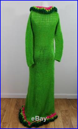 Authentic! 1960s Vintage JEAN DAMON Hand Knitted Floor-Length Gown Dress NR