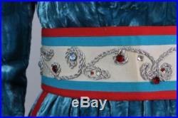 Authentic! Vintage 1960s OSCAR DE LA RENTA Blue Velvet Gown Maxi Dress w Pockets