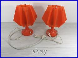 Authentic orange mecanic 70s pair of lamps hippie retro German or Italian Design