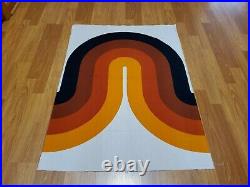 Awesome RARE Vintage Mid Century retro 70s Tampella org brn curve wave fabric