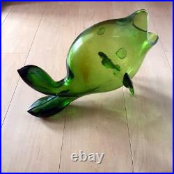 BLENKO Glass 5433 Flower Vase Fishbowl col green Mid Century