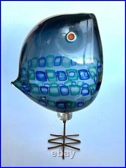 BLUE Pulcino Vistosi Alessandro Pianon Murano Glass Bird Cooper Legs