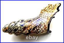 Beautiful Vintage Mid-Century Golden w Blue Fleck Murano Conch Shell 9.5 Italy