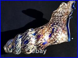 Beautiful Vintage Mid-Century Golden w Blue Fleck Murano Conch Shell 9.5 Italy