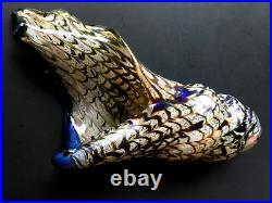 Beautiful Vintage Mid-Century Golden w Blue Fleck Murano Conch Shell 9.5 Italy