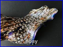 Beautiful Vintage Mid-Century Golden w Blue Fleck Murano Conch Shell 9.5 Italy