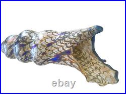 Beautiful Vintage Mid-Century Golden w Blue Fleck Murano Conch Shell 9.5 Italy