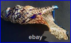 Beautiful Vintage Mid-Century Golden w Blue Fleck Murano Conch Shell 9.5 Italy