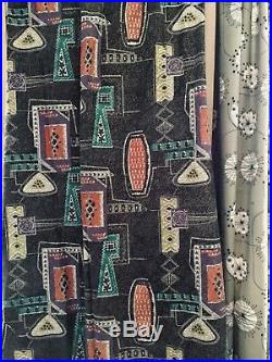Big Vintage Curtain Fabric 40s 50s Mid Century Modern Atomic Tiki Retro