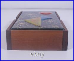 Bird & Sun Higgins Fused Glass Walnut Box, Mid- Century, MCM