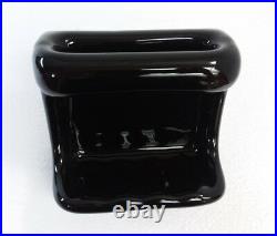 Black Ceramic Soap Dish Tray Washcloth Holder Grab Bar Mid Century Modern Retro