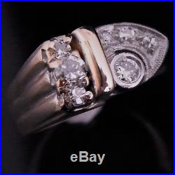 C. 1940s Retro Diamond 14k Rose Gold Ring Estate Jewelry Vintage Mid Century Gift