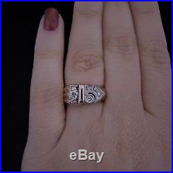 C. 1940s Retro Diamond 14k Rose Gold Ring Estate Jewelry Vintage Mid Century Gift