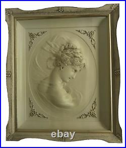 Cameo Shadow Box Turner Wall Accessory MCM White Gold Woman 20x17x2.5in Vintage