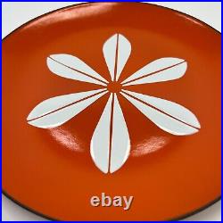 Cathrineholm Norway Enamel Plate Orange White Lotus 10 Vintage MCM 0636
