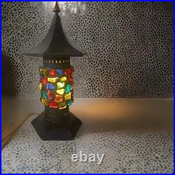 Chunk Glass Multi Color Metal Lamp Mid Century Mosaic Retro Vintage Country