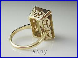 Citrine Ring Retro Period Mid Century 14K Yellow Gold Estate Vintage Jewelry