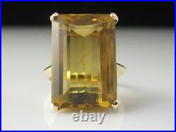 Citrine Ring Retro Period Mid Century 14K Yellow Gold Estate Vintage Jewelry