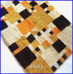 Colorful Very Rare Original MID Century Cubist Vintage Carpet Shag Rug 70s