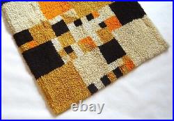 Colorful Very Rare Original MID Century Cubist Vintage Carpet Shag Rug 70s