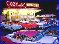 Cozy Drive-In TIN SIGN '93 Lewis photo 50's vtg diner classic car wall decor 894