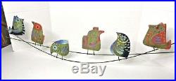 Curtis C Jere Signed 6 Metal Enameled Owls Mid Century Modern Retro-Colorful