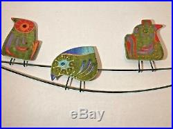 Curtis C Jere Signed 6 Metal Enameled Owls Mid Century Modern Retro-Colorful