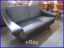 D38005 Vintage Retro Leather Mid Century Lounge Sofa Couch Black