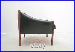 Danish Leather Teak Armchair Rosewood Legs Vintage Retro Mid-Century Easy Chair