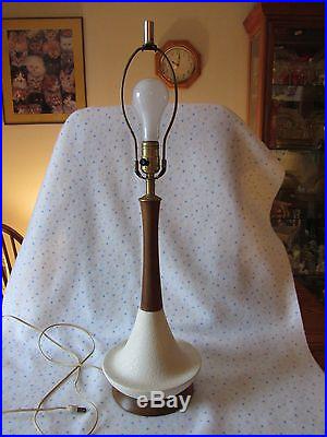 Danish petite Table ceramic Lamp atomic retro mid century modern vintage teak