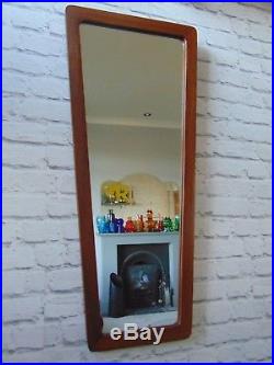 Danish teak framed mirror retro vintage 60s wall hung vanity mid century