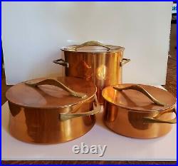Dansk Int'l Designs Ihq Vintage Hand Crafted 3 Pcs Copper Cookware Rare MCM