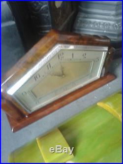 Deco Green Amber bakelite phenolic catalin Carvacraft Inkwell + Clock 1488g