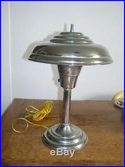 Deco TABLE LAMP chrome mid century RETRO vintage look rewired