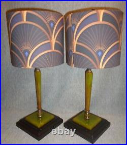 Decor Splendor Art Deco Green Bakelite Lamps (pair)