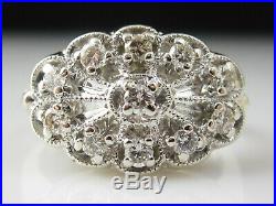 Diamond Princess Ring Vintage Estate Retro Period Mid Century 14K White Gold
