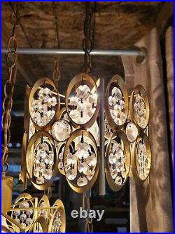 Double Swag Lamp Hanging Crystal Lights Vintage Retro Mid Century Boho STUNNING