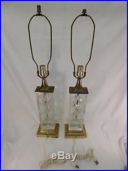 Dresden Crystal Cut Matching Table Lamp Brass Vintage Hallmark Retro MID Century