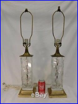 Dresden Crystal Cut Matching Table Lamp Brass Vintage Hallmark Retro MID Century