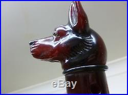 EGYPTIAN REVIVAL ART DECO CHERRY AMBER BAKELITE DOGS HEAD CANE / PARASOL HANDLE