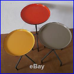 Eames mid century modern mod retro enamel iron lot 3 pablo coffee side tables