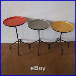 Eames mid century modern mod retro enamel iron lot 3 pablo coffee side tables