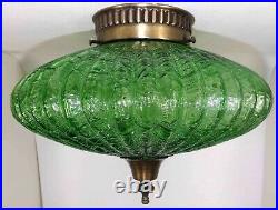 Emerald Green UFO Ceiling Light Mid Century Hollywood Regency 1950s MCM Vintage
