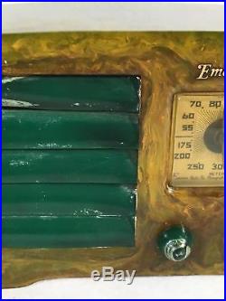 Emerson Little Miracle Marbled Green White and Yellow Catalin Tube Radio AX235